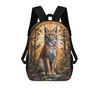 sinyumoney 3D Lynx Stained Glass Printing Daypacks Kids Casual Backpack Knapsack High Capacity Rucksack Travel Laptop Book Bag 17inch