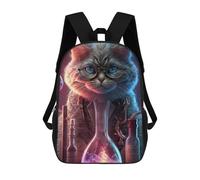 sinyumoney 3D Magical Lab Cat Print Children Backpack for School Students Backpacks Schoolbag Shoulder Book Bags 17inch