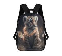 sinyumoney 3D Magical Tiger Cub in Flowers Print Children Backpack for School Students Backpacks Schoolbag Shoulder Book Bags 17inch