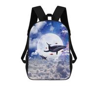 sinyumoney 3D Magical Whales In The Sky School Backpack Student Casual Backpack For Kid's Children's Daypack Bookbag Hiking Sports Outdoor Work Travel Laptop Bag 17inch