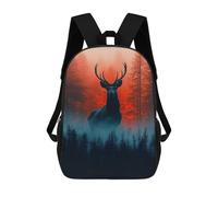 sinyumoney 3D Majestic Deer in Misty Forest 17 Inch School Backpack Student Casual Backpack For Kid's Children's Daypack Bookbag Hiking Sports Outdoor Work Travel Laptop Bag