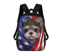 sinyumoney 3D Maltese USA Patriot School Backpack Student Casual Backpack For Kid's Children's Daypack Bookbag Hiking Sports Outdoor Work Travel Laptop Bag 17inch