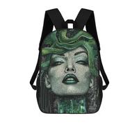sinyumoney 3D Medusa Mosaic Portrait Kid's Backpack Waterproof 17inch School Bag Cute Rucksacks Fashion Casual Schoolbag for Kids for Girl Boy School