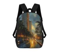 sinyumoney 3D Miami Beauty USA Printing Daypacks Kids Casual Backpack Knapsack High Capacity Rucksack Travel Laptop Book Bag 17inch