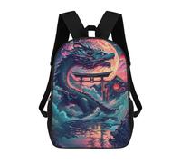 sinyumoney 3D Mid Autumn Lunar Dragon Printing Daypacks Kids Casual Backpack Knapsack High Capacity Rucksack Travel Laptop Book Bag 17inch
