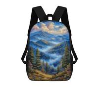 sinyumoney 3D Misty Mountain Landscape Painting 17 Inch School Backpack Student Casual Backpack For Kid's Children's Daypack Bookbag Hiking Sports Outdoor Work Travel Laptop Bag