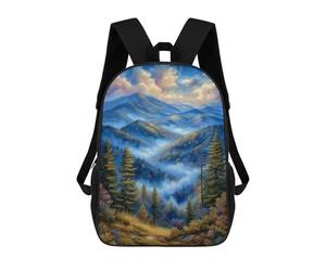 sinyumoney 3D Misty Mountain Landscape Painting 17 Inch School Backpack Student Casual Backpack For Kid's Children's Daypack Bookbag Hiking Sports Outdoor Work Travel Laptop Bag