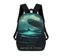 sinyumoney 3D Moby Dick Printing Daypacks Kids Casual Backpack Knapsack High Capacity Rucksack Travel Laptop Book Bag 17inch