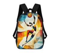 sinyumoney 3D Modern Cubism Basketball Print Children Backpack for School Students Backpacks Schoolbag Shoulder Book Bags 17inch