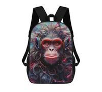 sinyumoney 3D Monkey Headphones Art Kid's Backpack Waterproof School Bag Bookbag Cute Rucksacks Fashion Casual Schoolbag for Kids for Girl Boy School 17inch