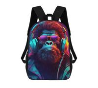 sinyumoney 3D Monkey Headphones Print Children Backpack for School Students Backpacks Schoolbag Shoulder Book Bags 17inch