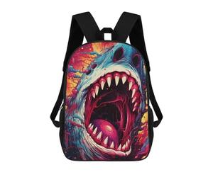 sinyumoney 3D Monstrous Shark Artwork Kid's Backpack Waterproof School Bag Bookbag Cute Rucksacks Fashion Casual Schoolbag for Kids for Girl Boy School 17inch