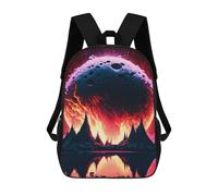 sinyumoney 3D Moon Explosion in Space Printing Daypacks Kids Casual Backpack Knapsack High Capacity Rucksack Travel Laptop Book Bag 17inch