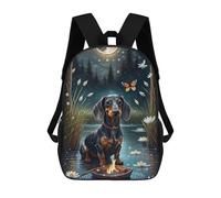 sinyumoney 3D Moonlit Dachshund Pond Print Children Backpack for School Students Backpacks Schoolbag Shoulder Book Bags 17inch