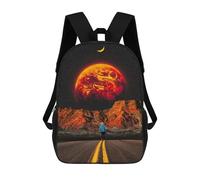 sinyumoney 3D Moonlit Desert Journey Kid's Backpack Waterproof School Bag Bookbag Cute Rucksacks Fashion Casual Schoolbag for Kids for Girl Boy School 17inch