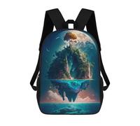 sinyumoney 3D Moonlit Floating Island -1 Print Children Backpack for School Students Backpacks Schoolbag Shoulder Book Bags 17inch