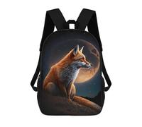 sinyumoney 3D Moonlit Fox Majesty Kid's Backpack Waterproof 17inch School Bag Cute Rucksacks Fashion Casual Schoolbag for Kids for Girl Boy School