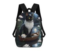 sinyumoney 3D Moonlit Lotus Boat Print Children Backpack for School Students Backpacks Schoolbag Shoulder Book Bags 17inch