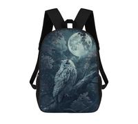 sinyumoney 3D Moonlit Owl Printing Daypacks Kids Casual Backpack Knapsack High Capacity Rucksack Travel Laptop Book Bag 17inch