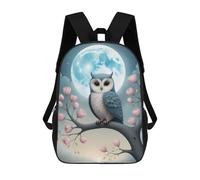 sinyumoney 3D Moonlit Owl Serenity Print Children Backpack for School Students Backpacks Schoolbag Shoulder Book Bags 17inch
