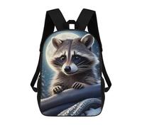 sinyumoney 3D Moonlit Raccoon Print Children Backpack for School Students Backpacks Schoolbag Shoulder Book Bags 17inch