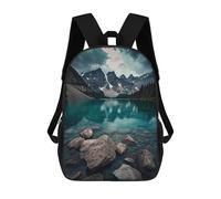 sinyumoney 3D Moraine Lake Reflection Printing Daypacks Kids Casual Backpack Knapsack High Capacity Rucksack Travel Laptop Book Bag 17inch