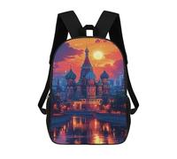 sinyumoney 3D Moscow Sunset Reflections-1 Kid's Backpack Waterproof 17inch School Bag Cute Rucksacks Fashion Casual Schoolbag for Kids for Girl Boy School