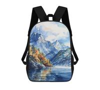 sinyumoney 3D Mountain Autumn Calm Printing Daypacks Kids Casual Backpack Knapsack High Capacity Rucksack Travel Laptop Book Bag 17inch