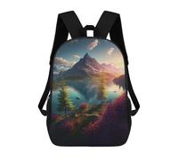 sinyumoney 3D Mountain Lake Reflections Kid's Backpack Waterproof School Bag Bookbag Cute Rucksacks Fashion Casual Schoolbag for Kids for Girl Boy School 17inch