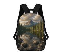 sinyumoney 3D Mountain Reflection in Lake 17 Inch School Backpack Student Casual Backpack For Kid's Children's Daypack Bookbag Hiking Sports Outdoor Work Travel Laptop Bag