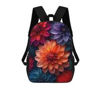 sinyumoney 3D Multicolor Dahlia Flowers School Backpack Student Casual Backpack For Kid's Children's Daypack Bookbag Hiking Sports Outdoor Work Travel Laptop Bag 17inch