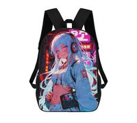 sinyumoney 3D Music Neon Woman Printing Daypacks Kids Casual Backpack Knapsack High Capacity Rucksack Travel Laptop Book Bag 17inch