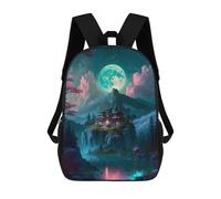sinyumoney 3D Mystery Palace Kid's Backpack Waterproof 17inch School Bag Cute Rucksacks Fashion Casual Schoolbag for Kids for Girl Boy School