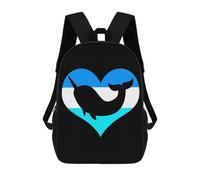 sinyumoney 3D Narwhal Narwhale Love School Backpack Student Casual Backpack For Kid's Children's Daypack Bookbag Hiking Sports Outdoor Work Travel Laptop Bag 17inch