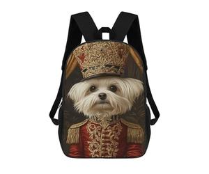 sinyumoney 3D Neobaroque Nutcracker Maltese Dog Kid's Backpack Waterproof 17inch School Bag Cute Rucksacks Fashion Casual Schoolbag for Kids for Girl Boy School
