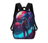 sinyumoney 3D Neon Astronaut Printing Daypacks Kids Casual Backpack Knapsack High Capacity Rucksack Travel Laptop Book Bag 17inch