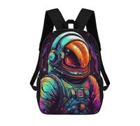 sinyumoney 3D Neon Astronaut Space Exploration Art Print Children Backpack for School Students Backpacks Schoolbag Shoulder Book Bags 17inch
