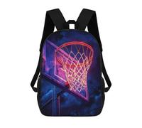 sinyumoney 3D Neon Basketball Hoop Kid's Backpack Waterproof 17inch School Bag Cute Rucksacks Fashion Casual Schoolbag for Kids for Girl Boy School