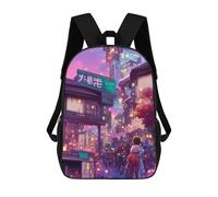 sinyumoney 3D Neon Cityscape Urban Dreamscape Kid's Backpack Waterproof School Bag Bookbag Cute Rucksacks Fashion Casual Schoolbag for Kids for Girl Boy School 17inch