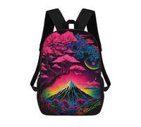 sinyumoney 3D Neon Fantasy Landscape Print Children Backpack for School Students Backpacks Schoolbag Shoulder Book Bags 17inch