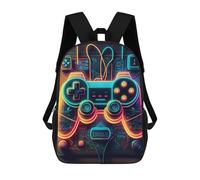 sinyumoney 3D Neon Gaming Controller Artwork-11 Kid's Backpack Waterproof School Bag Bookbag Cute Rucksacks Fashion Casual Schoolbag for Kids for Girl Boy School 17inch