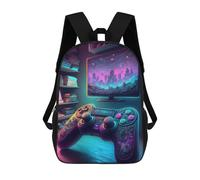 sinyumoney 3D Neon Gaming Setup -2 Print Children Backpack for School Students Backpacks Schoolbag Shoulder Book Bags 17inch