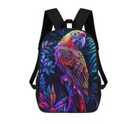 sinyumoney 3D Neon Parrot in Jungle Printing Daypacks Kids Casual Backpack Knapsack High Capacity Rucksack Travel Laptop Book Bag 17inch