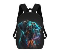 sinyumoney 3D Neon Pug with Glasses Kid's Backpack Waterproof School Bag Bookbag Cute Rucksacks Fashion Casual Schoolbag for Kids for Girl Boy School 17inch