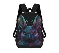 sinyumoney 3D Neon Rabbit Art Print Kid's Backpack Waterproof 17inch School Bag Cute Rucksacks Fashion Casual Schoolbag for Kids for Girl Boy School