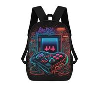 sinyumoney 3D Neon Retro Gaming Console Kid's Backpack Waterproof School Bag Bookbag Cute Rucksacks Fashion Casual Schoolbag for Kids for Girl Boy School 17inch