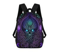 sinyumoney 3D Neon Skull Artwork -3 Print Children Backpack for School Students Backpacks Schoolbag Shoulder Book Bags 17inch
