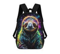 sinyumoney 3D Neon Sloth Art Kid's Backpack Waterproof 17inch School Bag Cute Rucksacks Fashion Casual Schoolbag for Kids for Girl Boy School