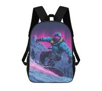 sinyumoney 3D Neon Snowboarder Adventure Kid's Backpack Waterproof 17inch School Bag Cute Rucksacks Fashion Casual Schoolbag for Kids for Girl Boy School