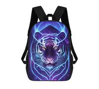sinyumoney 3D Neon Tiger Galaxy Art Kid's Backpack Waterproof School Bag Bookbag Cute Rucksacks Fashion Casual Schoolbag for Kids for Girl Boy School 17inch